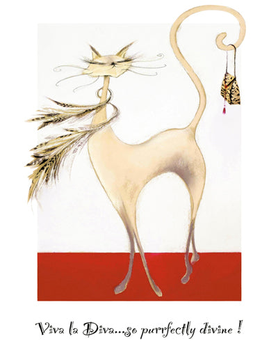 Viva la Diva, Catitudes by Marilyn Robertson Wall Art Décor 11 3/4 x 9 1/2 Art Print