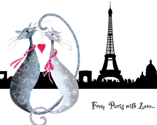 From Paris with Love.., Catitudes by Marilyn Robertson Wall Art Décor 9 1/2 x 11 3/4 Art Print