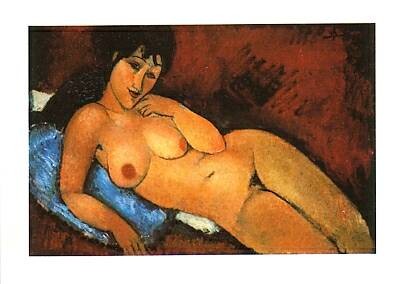 Nu Sur Coussin Bleu by Amedeo Modigliani Wall Art Décor 19 3/4 x 27 1/2 Art Print