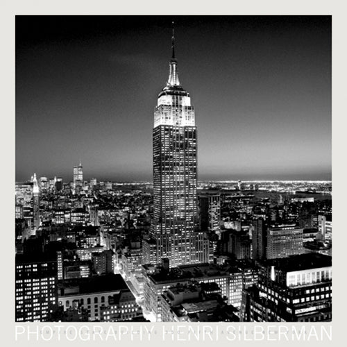 Empire State Building at Night by Henri Silberman Wall Art Décor 27 1/2 x 27 1/2 Art Print