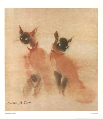 Framed Siamese Cats by Kaiko Moti | 28 x 24
