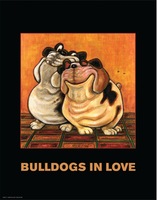 Bulldogs in Love by Kourosh Wall Art Décor 14 x 11 Art Print