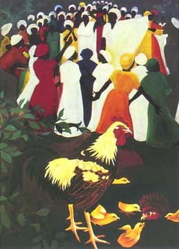 Chickens at Revival by Bernard Hoyes Wall Art Décor 24 x 18 Art Print