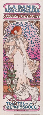 La Dame aux Camelias by Alphonse Mucha Wall Art Décor 34 x 13 Art Print