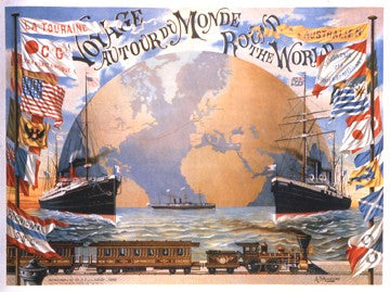 Voyage Around the World c. 1890 by A. Schindeler Wall Art Décor 39 x 53 Art Print