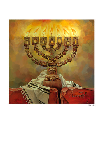 Menorah by Deborah Kotovsky Wall Art Décor 17 x 12 Art Print