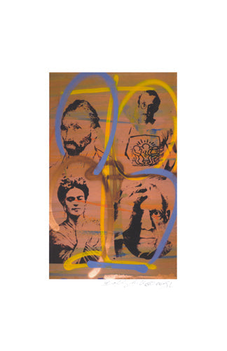 Framed 4 Artists (Orange) by Bobby Hill | 17 x 11