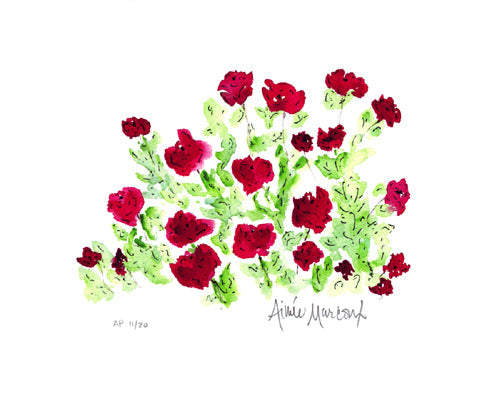 Framed Red Flowers by Aimee Marcoux | 8 x 10