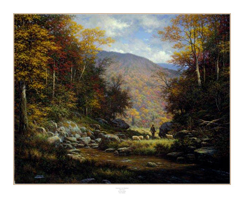 Framed One Fold, One Shepherd by Larry Dyke | 26 x 32