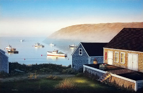 Framed Monhegan Harbor by Daniel Pollera | 22 ¼ x 27 7/8