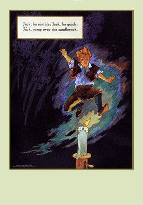 Jack Jump Over the Candlestick by Mother Goose Collection Wall Art Décor 26 1/2 x 18 3/4 Art Print