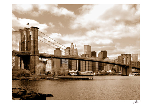 Brooklyn Bridge sepia by Igor Maloratsky Wall Art Décor 13 x 19 Art Print