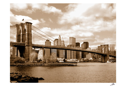 Framed Brooklyn Bridge (sepia) by Igor Maloratsky | 13 x 19