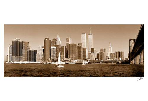 Framed Downtown Panorama (sepia) by Igor Maloratsky | 13 x 19