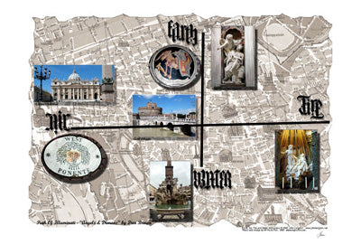 Map "Angels and Demons" by Igor Maloratsky Wall Art Décor 13 x 19 Art Print