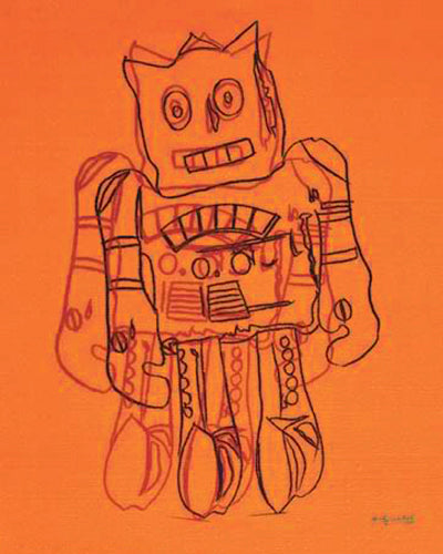 Framed Robot (Orange) by Andy Warhol | 20 x 16