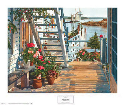 Framed Blue Stair and Begonias, 1987 by John Atwater | 16 x 20