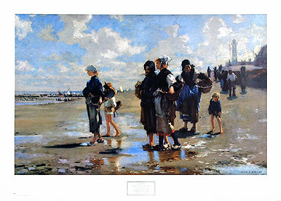 Oyster Gatherers at Cancale by John Singer Sargent Wall Art Décor 27 1/4 x 38 Art Print