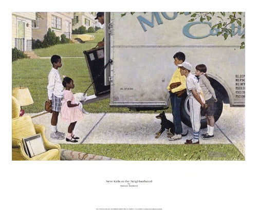 New Kids in the Neighborhood by Norman Rockwell Wall Art Décor 18 x 22 Art Print