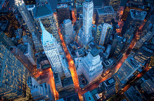 Aerial View of Wall Street by Cameron Davidson Wall Art Décor 24 x 36 Art Print
