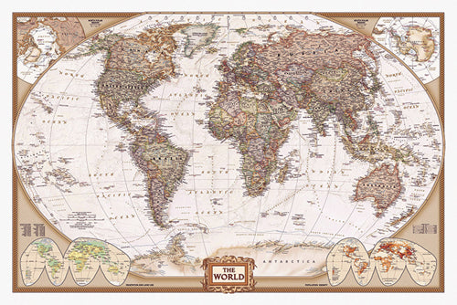Framed Map of the World 24 x 36