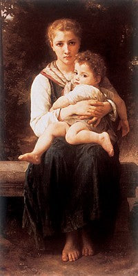 The Two Sisters by William-Adolphe Bouguereau Wall Art Décor 28 x 16 Art Print