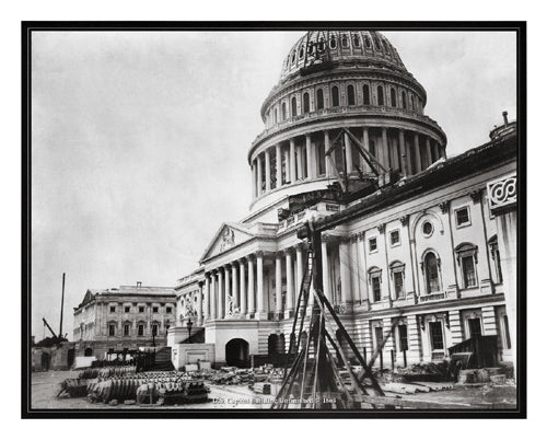 Framed US Capitol Building Unfinished, 1863 16 x 20