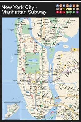 New York City Subway Map by Anon Wall Art Décor 36 x 24 Art Print