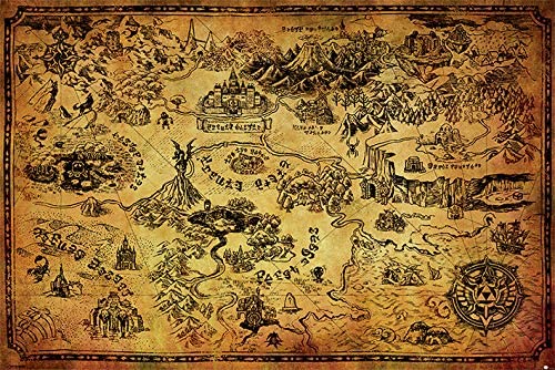 Framed The Legend of Zelda: Hyrule Map 24 x 36