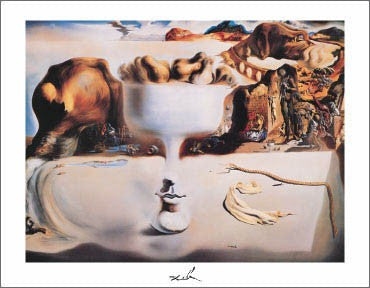 Appariton of Face and Fruit Dish on a Beach by Salvador Dali Wall Art Décor 11 x 14 Art Print