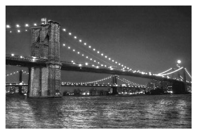 Brooklyn Bridge and Manhattan Bridge, Night by Phil Maier Wall Art Décor 12 1/4 x 18 Art Print
