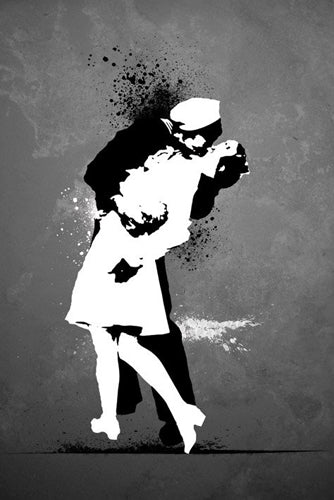 Framed War's End Kiss Graffiti 36 x 24