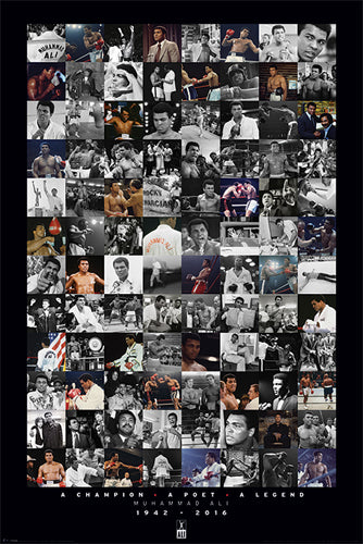 Framed Muhammad Ali Montage Commemorative 36 x 24