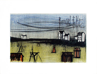 Lithograph A Small Beach by Bernard Buffet Wall Art Décor 20 x 26 1/4 Art Print