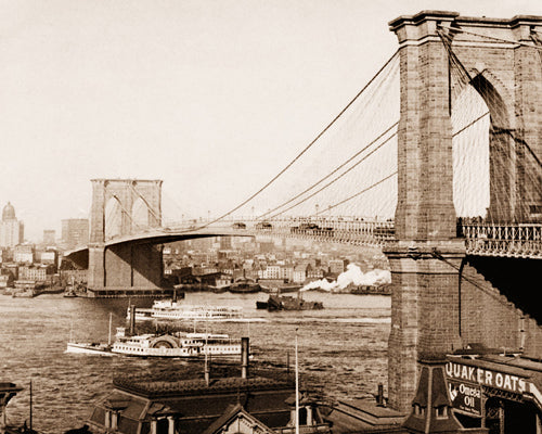 Framed Brooklyn Bridge, New York, 1901 by McMahan Photo Archive