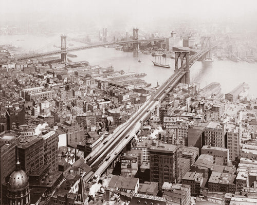 Framed Brooklyn and Manhattan Bridges, 1916 by McMahan Photo Archive