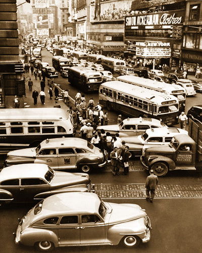 Framed 43rd Street & Broadway, Times Square, 1948 by McMahan Photo Archive