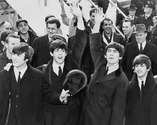 Framed The Beatles Arrive at JFK Airport, February 7, 1964 by McMahan Phot...