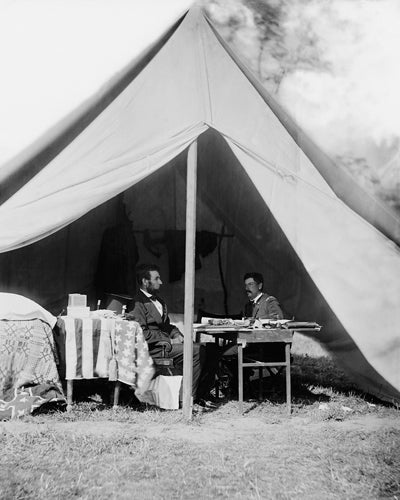 Framed President Abraham Lincoln and General George McClellan, Antietam, M...