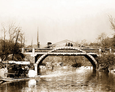 Framed Swan Boat and Bridge, Central Park, 1895 by McMahan Photo Archive