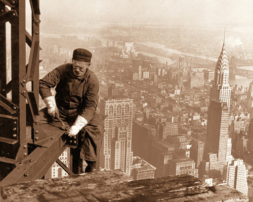 Framed Worker Atop Empire State Building, 1930 by McMahan Photo Archive