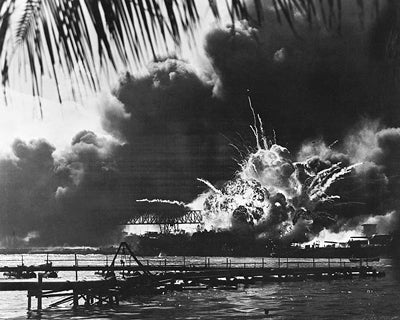 Framed USS Shaw Explodes at Pearl Harbor, December 7, 1941 by McMahan Phot...
