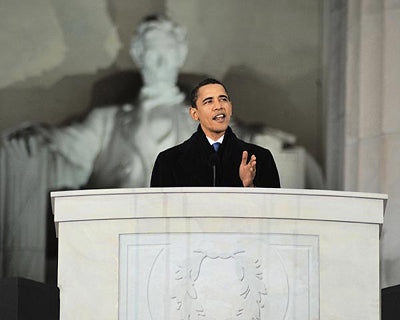Framed President-Elect Barack Obama, Lincoln Memorial Speech, January 18, ...