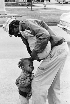 African American Man with Crying Child by McMahan Photo Archive Wall Art Décor 10 x 8 Art Print