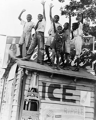 Framed African American Boys with Coca-Cola Sign, Little Rock, AR, 1938 by...