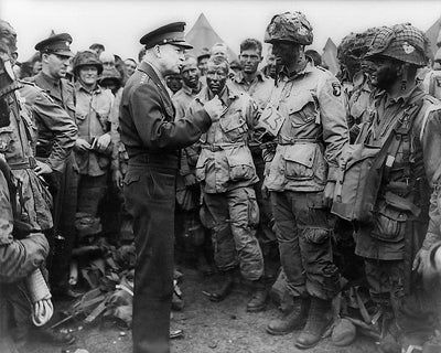 Framed General Dwight D. Eisenhower with 101st Airborne Troops in England:...