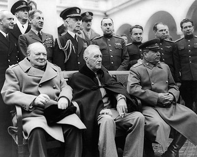 President Franklin D. Roosevelt, Winston Churchill, and Joseph Stalin: Yalta Conference, 1945 by McMahan Photo Archive Wall Art Décor 8 x 10 Art Print