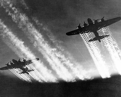Framed B-17 Flying Fortress Bombers with Contrails, c. 1943-5 by McMahan P...