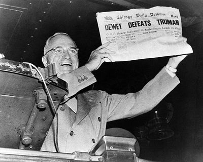 Framed President-Elect Harry S. Truman with 'Dewey Defeats Truman' Newspap...