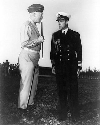 Framed General George S. Patton and Lord Mountbatten, Camp Anfa, 1943 by M...